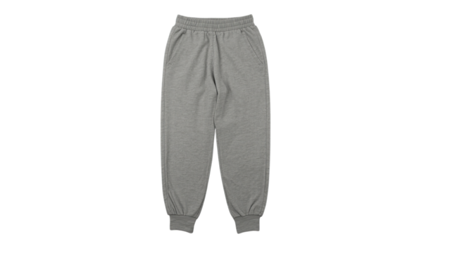 Stylish gray sweatpants on a white background, perfect for casual or athletic wear.