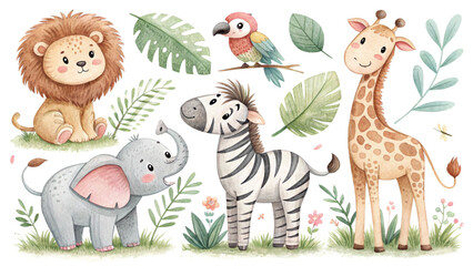 Naklejka premium set of cartoon animals