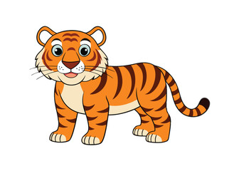 Adorable Baby Tiger Cartoon Character with Big Eyes