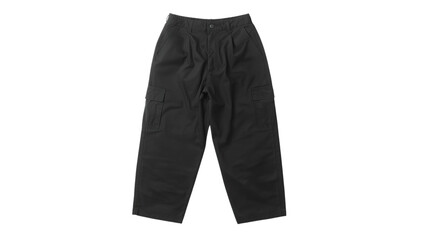 Stylish black cargo pants featuring multiple pockets and a relaxed fit, perfect for casual or outdoor wear.