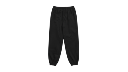 Stylish black sweatpants featuring an elastic waistband, perfect for a casual look or athletic activities.