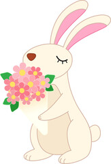 Cute Bunny with a Flower Bouquet