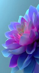 Fototapeta premium Vibrant, stylized flower in shades of blue and pink