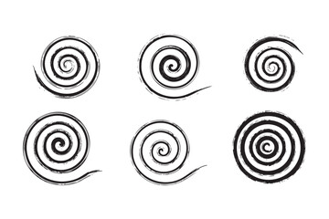 set of Doodle spiral abstract brush vector illustration