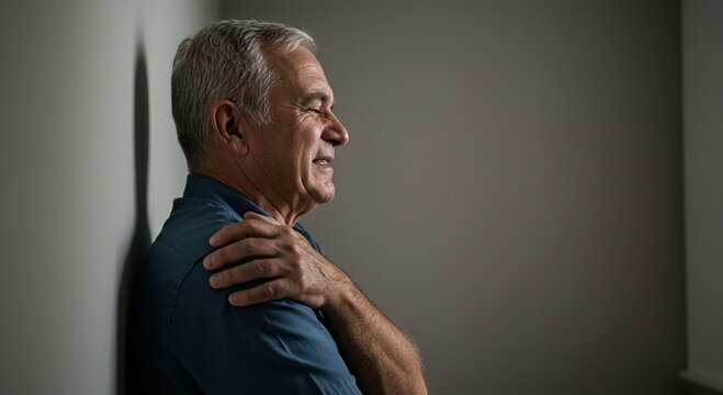 Mature man experiencing shoulder pain