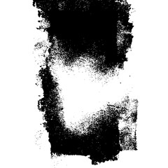 Black and white grunge texture featuring a distressed rectangular shape with scattered dark spots and edges