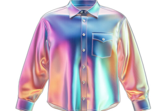 Rainbow-colored shirt with vibrant stripes isolated on transparent background.