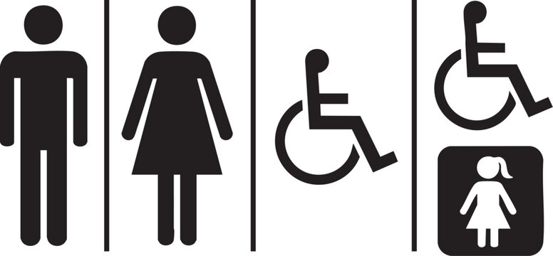 Vector sign for men and women's public toilet