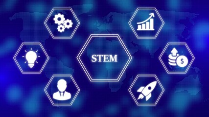 Science, technology, engineering and math. STEM concept. Business, Technology, Internet and network concept. Digital world map globe technology background. - Powered by Adobe