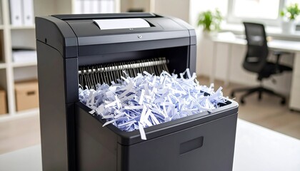 Shredder with shredded paper