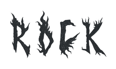 Hand drawn punk rock doodle. Musical scribble, tattoo crayon sketch, grafitti rebellious icon for poster, sticker, disco party, retro podcast. Grunge music element. Isolated vector illustration.