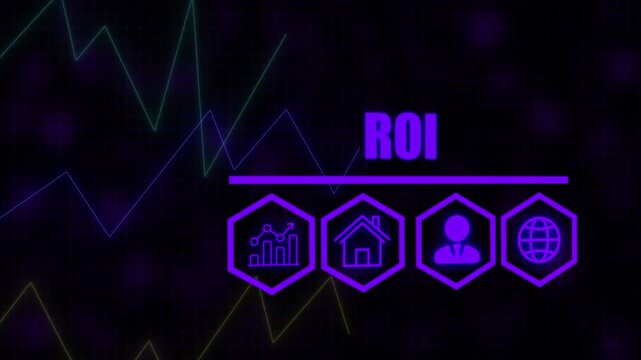 Businessman pressing a Business Return on investment concept, Graph displaying candlesticks and lines representing business concept of trading finance, Business technology background.