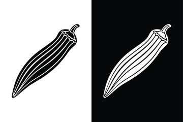 Okra Pod and Slices Vector. Clean White Background Healthy Food Illustration