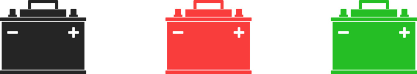 Battery indicator icon red, green, black vector design