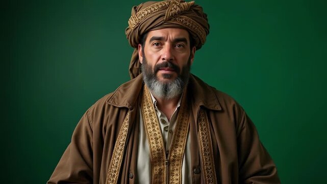 Prophet Daniel in Babylonian robe, professional 4k video footage on green screen, perfect for historical, religious, or cinematic projects