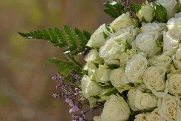 Floral background of faux roses is saddled with bright light