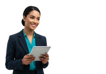 Asian Businesswoman Using Tablet Modern professional woman checking data or presentation on digital tablet