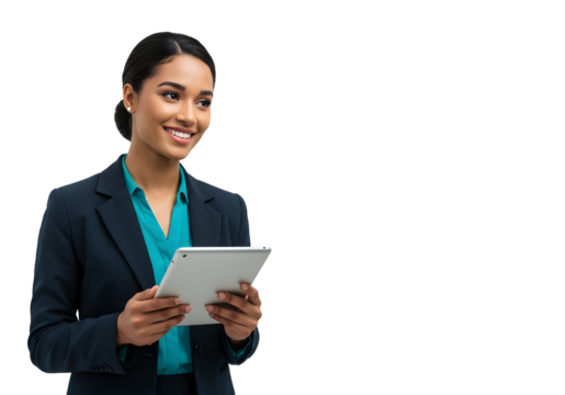 Asian Businesswoman Using Tablet Modern professional woman checking data or presentation on digital tablet