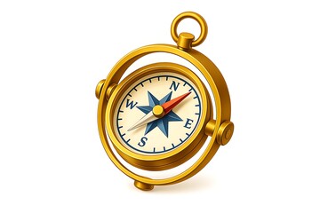 3D Golden Brass Compass with Gimbal Mount for Navigation