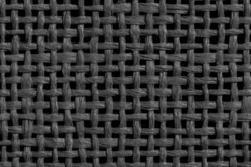 lack and white backdrop: close up of weaved burlap material texture