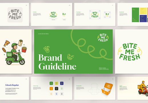Modern Food Delivery Brand Guidelines Presentation Template for Identity