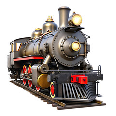 Obraz premium Antique steam locomotive isolated on a transparent background