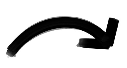 Black Paint Stroke Arrow Sign Isolated on transparent background