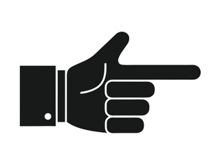 Black Silhouette of a Hand Pointing to the Right with a Cuff and Button vector illustration.eps