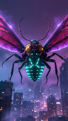 fly on the green background