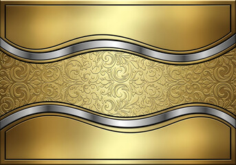 Photo of elegant gold and silver metallic background with ornate pattern