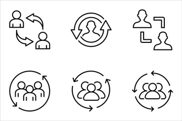 Employee retention icon set, customer, staff, employee editable stroke outline icon, vector illustration on white background