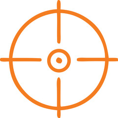 A bright orange crosshair symbol with a central bullseye representing focus targeting and precision in a clean minimalist design