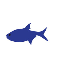 Stylized blue fish or shark illustration. Flat vector graphic of a marine creature isolated on a white background.
