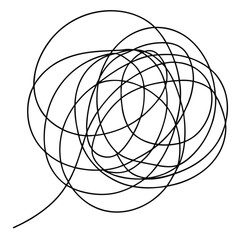 Vector art of abstract scribble illustration showing a tangled mess of lines creating a chaotic and complex design element