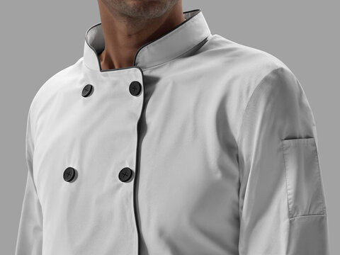 White Blank Chef Uniform Mockup 3D Rendering
