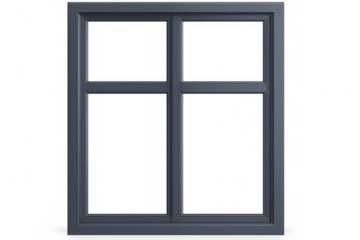 Grey window frame isolated on transparent background, perfect for architectural visualizations and design projects