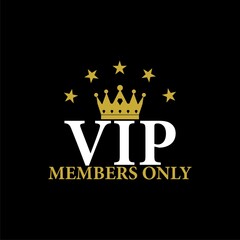 VIP members only icon isolated on black background