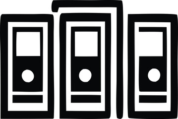Stylized illustration of a three tiered podium with blank squares representing awards or recognition for first second and third place
