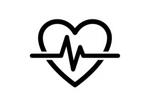 Heartbeat pulse line art illustration representing life rhythm and healthcare vital sign for medical diagnosis isolated on transparent background - Powered by Adobe