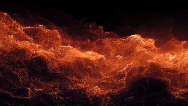 Abstract visualization of smoldering orange fog enveloping a rough reactive background evoking the ongoing discomfort of chronic inflammation.