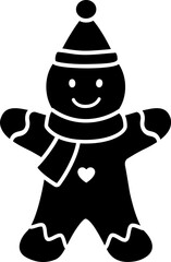 Cute Gingerbread man cookie silhouette design.
Christmas holiday ginger silhouette cookies cartoon icon.
Transparent background.