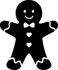 Cute Gingerbread man cookie silhouette design.
Christmas holiday ginger silhouette cookies cartoon icon.
Transparent background.