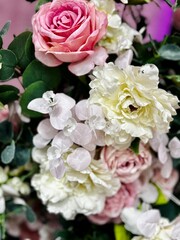 flower arrangement with pink and white flowers