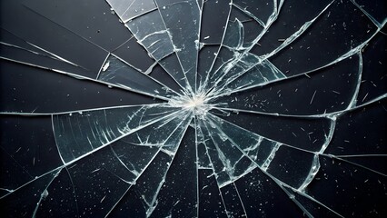 Fototapeta premium Abstract effect of broken glass with cracks and fractures on black background. Use for overlays or as a texture element.