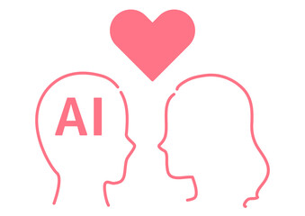 ピンク色の人工知能と恋をする女性のアイコン