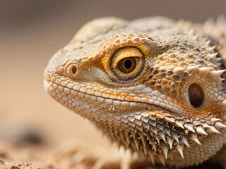 Fototapeta premium close up bearded lizard in the desert