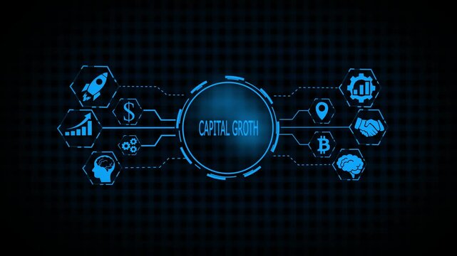 nternet, business, Technology and network concept. Sales growth, increase sales or business growth concept.  Hi tech motion graphic background, white flickering dots on background