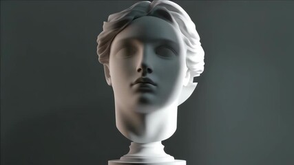White marble statue of a face, possibly of Greek mythological origin. This could be a replica or an artifact from an ancient museum. - Powered by Adobe