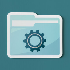Modern folder icon with gear symbolizing setup and organization for digital business solutions