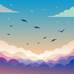 birds flying on the sky